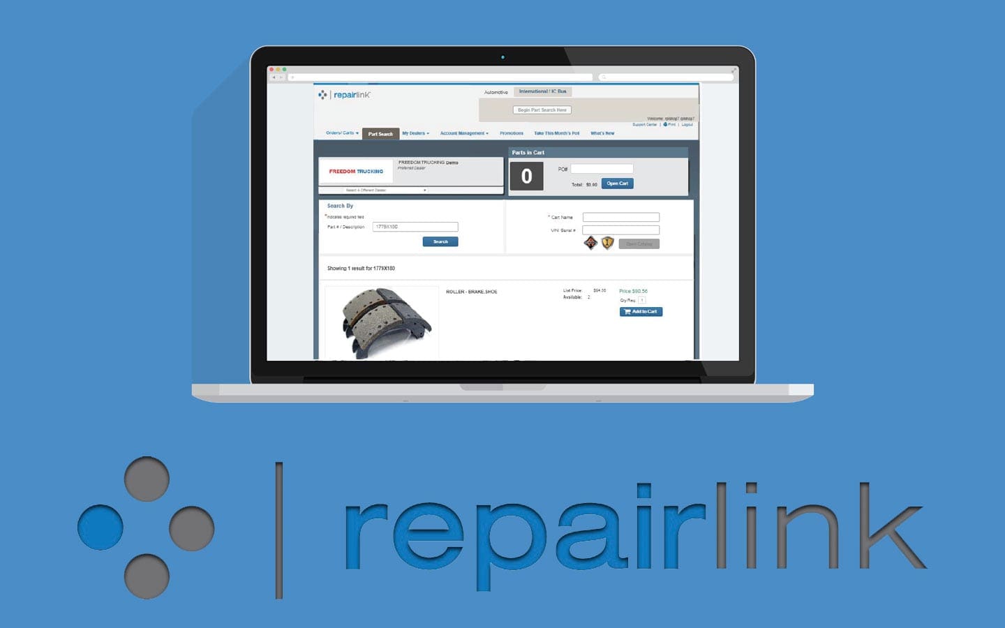 Order Parts Online with RepairLink International Truck, Lease/Rental