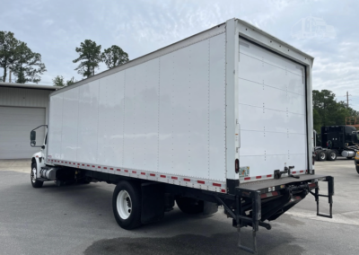 Drivers side, rear view of box - 2020 International MV 26-foot box truck available now for $38,500.